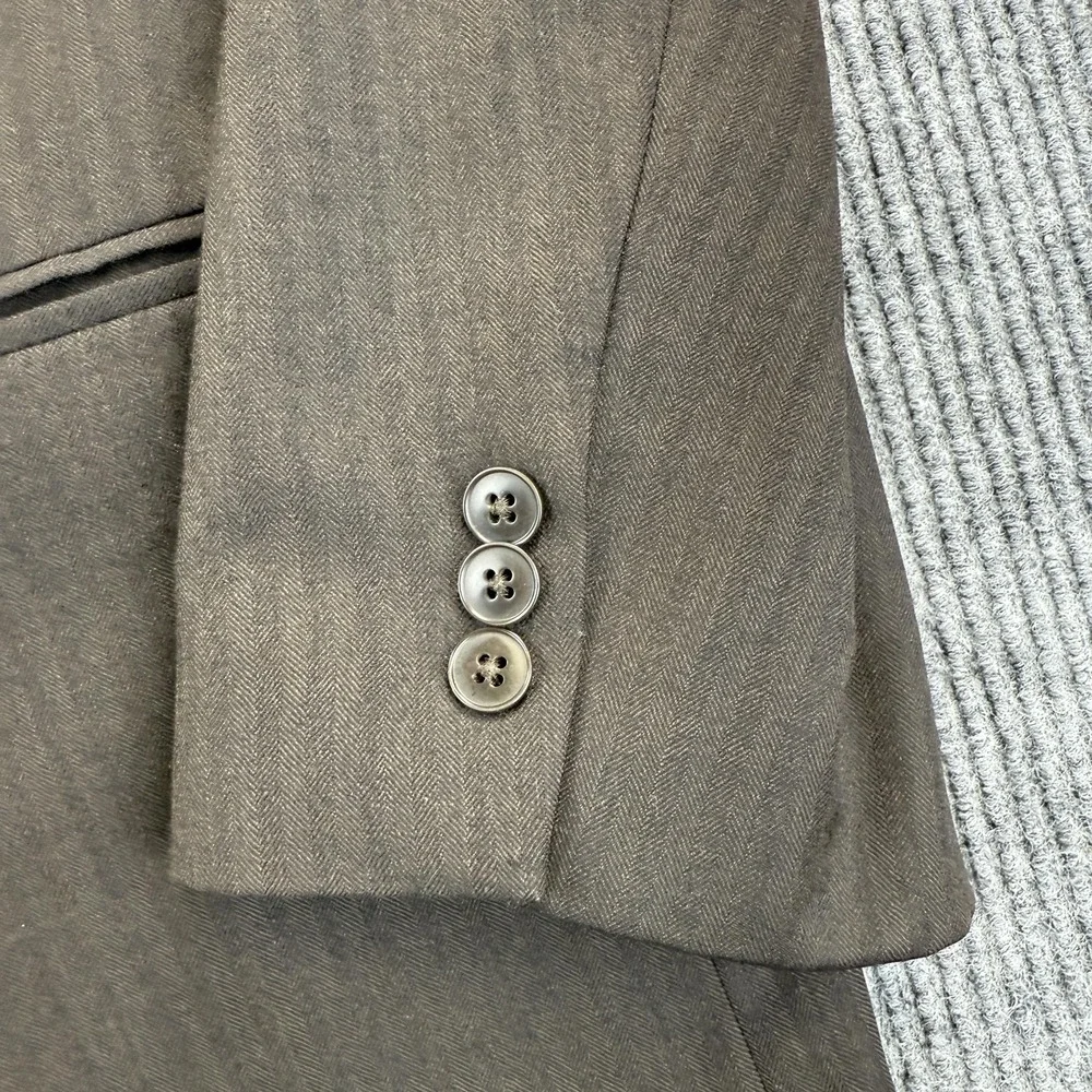 Brandini Blazer Mens 48L Brown Herringbone 3 Button Sport Coat Notch Lapel‎
